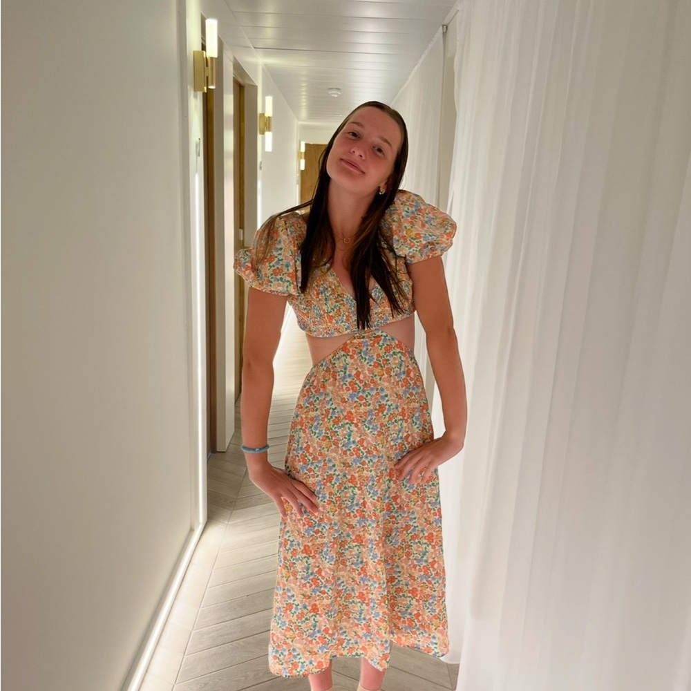 Princess Polly Floral Puff Sleeve Midi Dress
